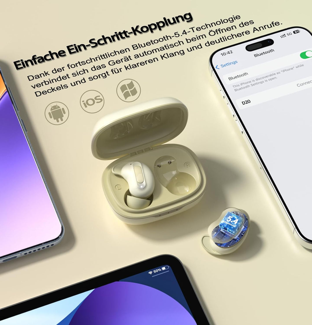 Bluetooth Kopfhörer, Schlafkopfhörer, In-Ear Kopfhörer Kabellos | Bluetooth 5.4, Hi-Fi Sound mit ANC