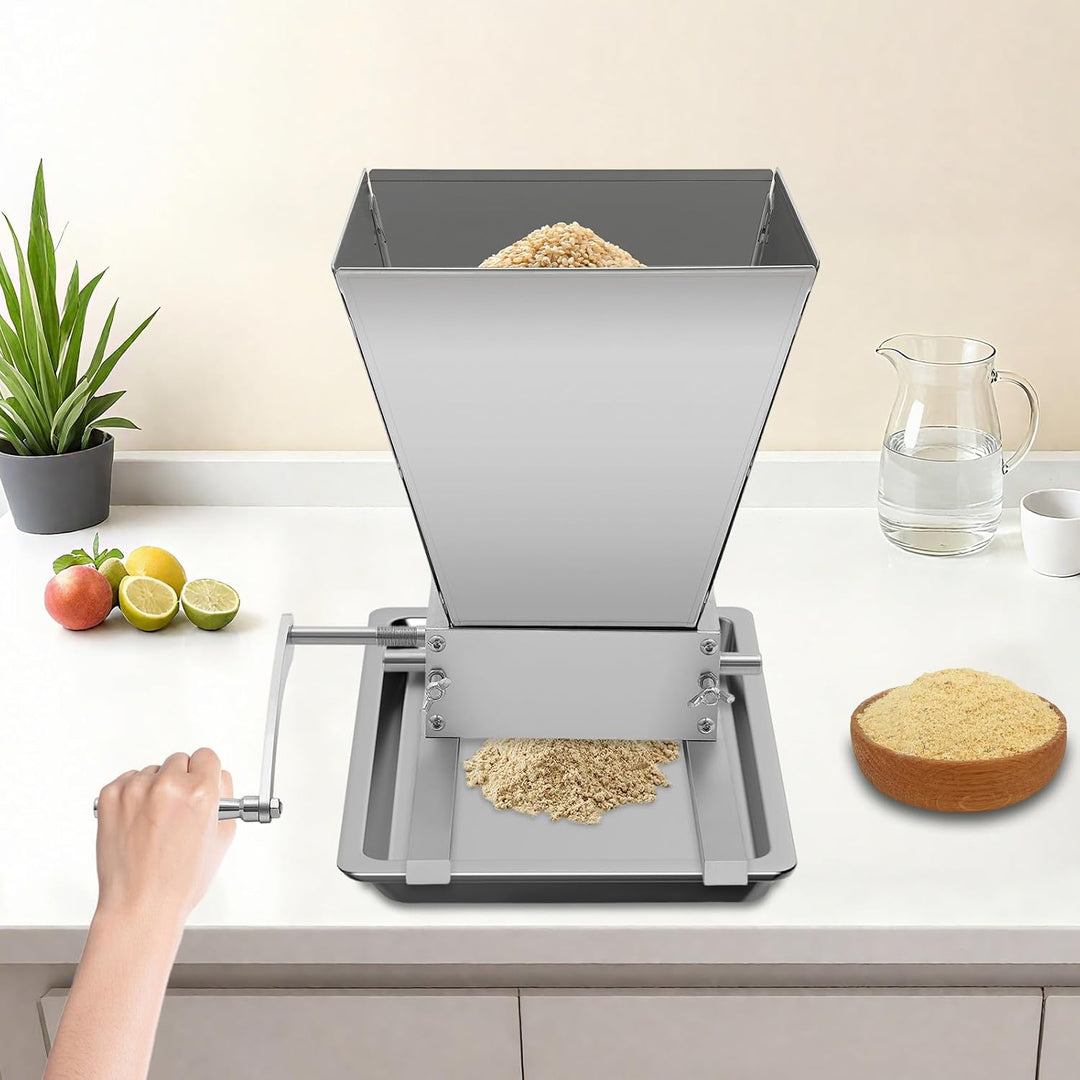 4L Manuelle Getreidemühle Malzmühle Schrotmühle verstellbare Körnermühle Edelstahl Grainmühle Grain