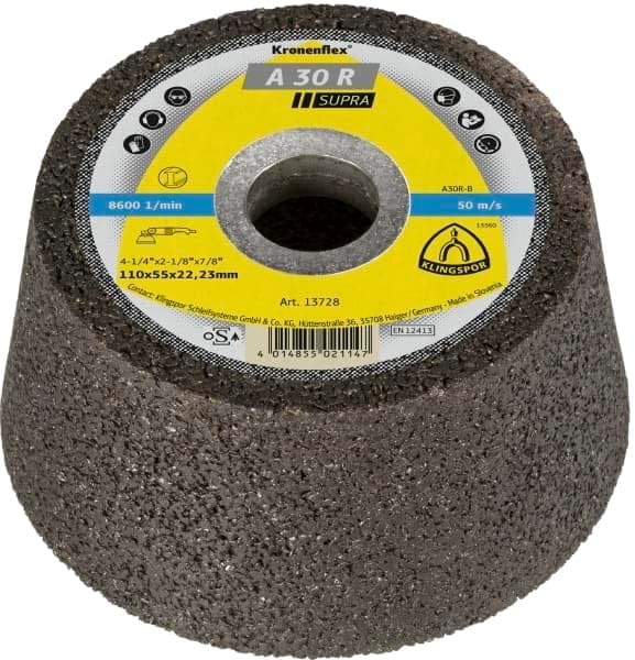 Klingspor 13728 A 30 R Topfschleifscheibe, Supra 110X55X22,23 Verpackungseinheit 6 110 x 55 x 22,23
