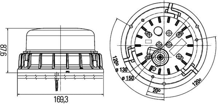 HELLA - LED-Blitz-Kennleuchte - K-LED 2.0 F - 12/24V - grün - Anbau - 2XD 011 557-131