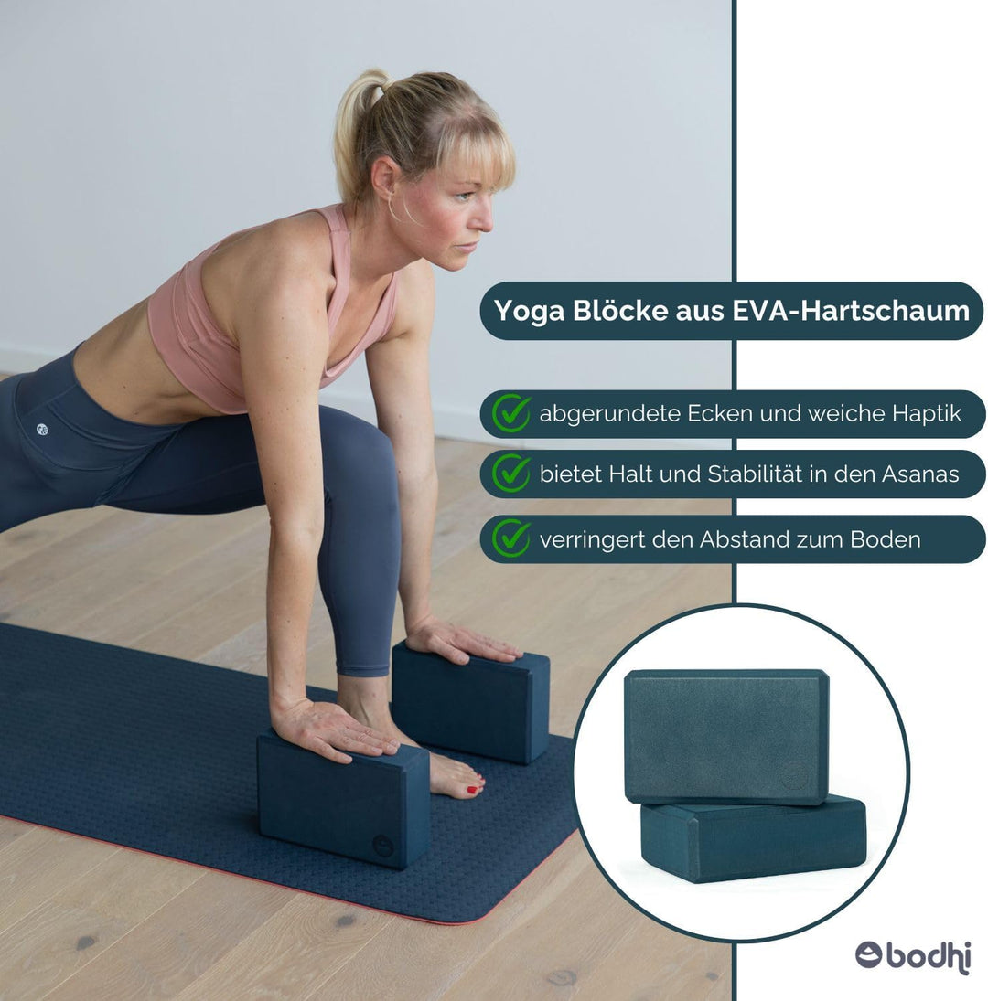 Bodhi Yoga Starter-Set Komplett | Rutschfeste Yogamatte aus TPE inkl. 2 Yogablöcken aus Eva (Moosgum