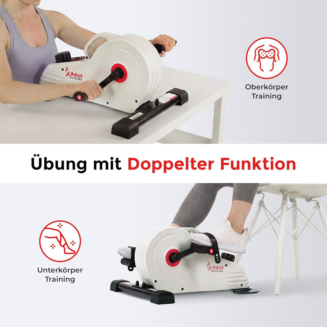 Sunny Health & Fitness Smart-Heimtrainer, Untertisch-Mini-Pedaltrainer mit Doppelfunktion für Senior