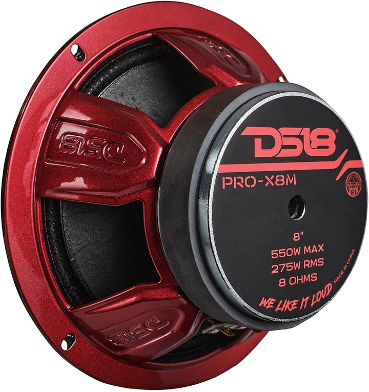 DS18 PRO-X8M Auto-Mitteltöner-Lautsprecher, 20,3 cm (8 Zoll), 550 W, 8 Ohm, Bass-Lautsprecher 20,3 c