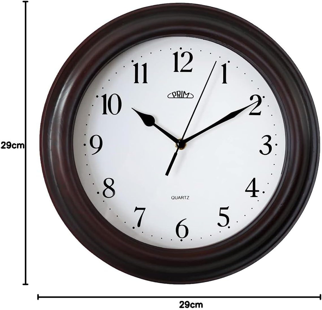 PRIM Dark Wood Wall Clock - 29CM Analoge Wanduhr aus Holz gemacht traditionelle Holzuhr mit arabisch