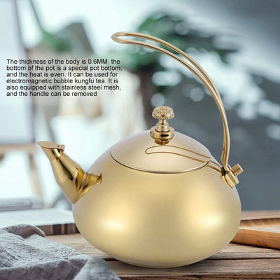 Tea Kettle,Teekanne Mit Sieb Edelstahl,Le Pot,Elektrische Teekanne Aus Gold,Metallischer Goldkessel,