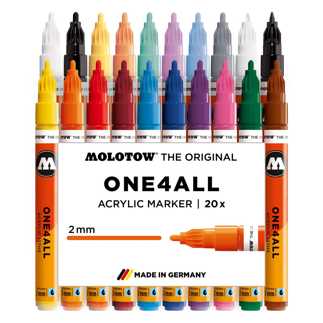 Molotow One4All 127HS Acryl Marker Main-Kit 1 (2,0 mm Strichstärke, hochdeckend und permanent, UV-be