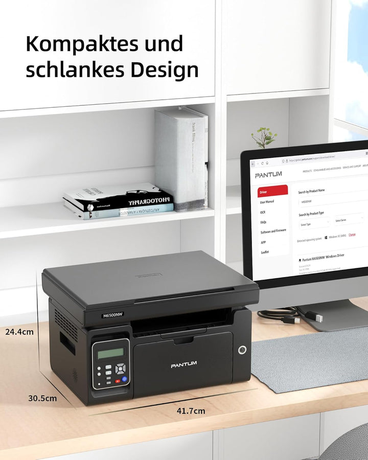 PANTUM M6500NW Laserdrucker Multifunktionsgerät mit Scanner und Kopierer,Drucker WLAN, Schwarz Weiss