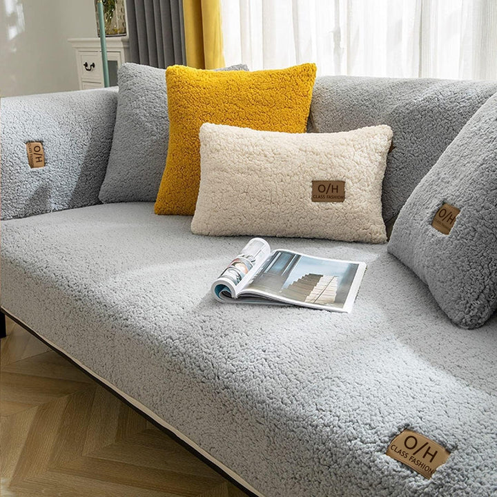 LINGKY Samt Sofabezug 1 2 3 4 Sitzer, L Form Sofaüberwurfe, Ecksofa Sofa überzug Pets Dog Couch über