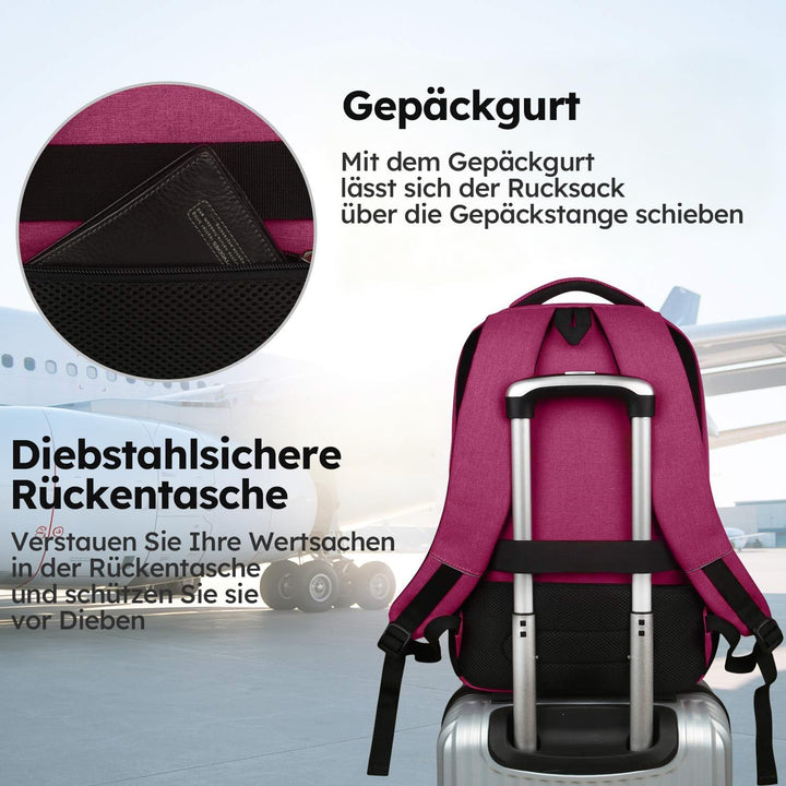 marcello Rucksack Damen,Laptop Rucksäcke mit USB-Ladeanschluss für Arbeit Schule Uni Schulrucksack f