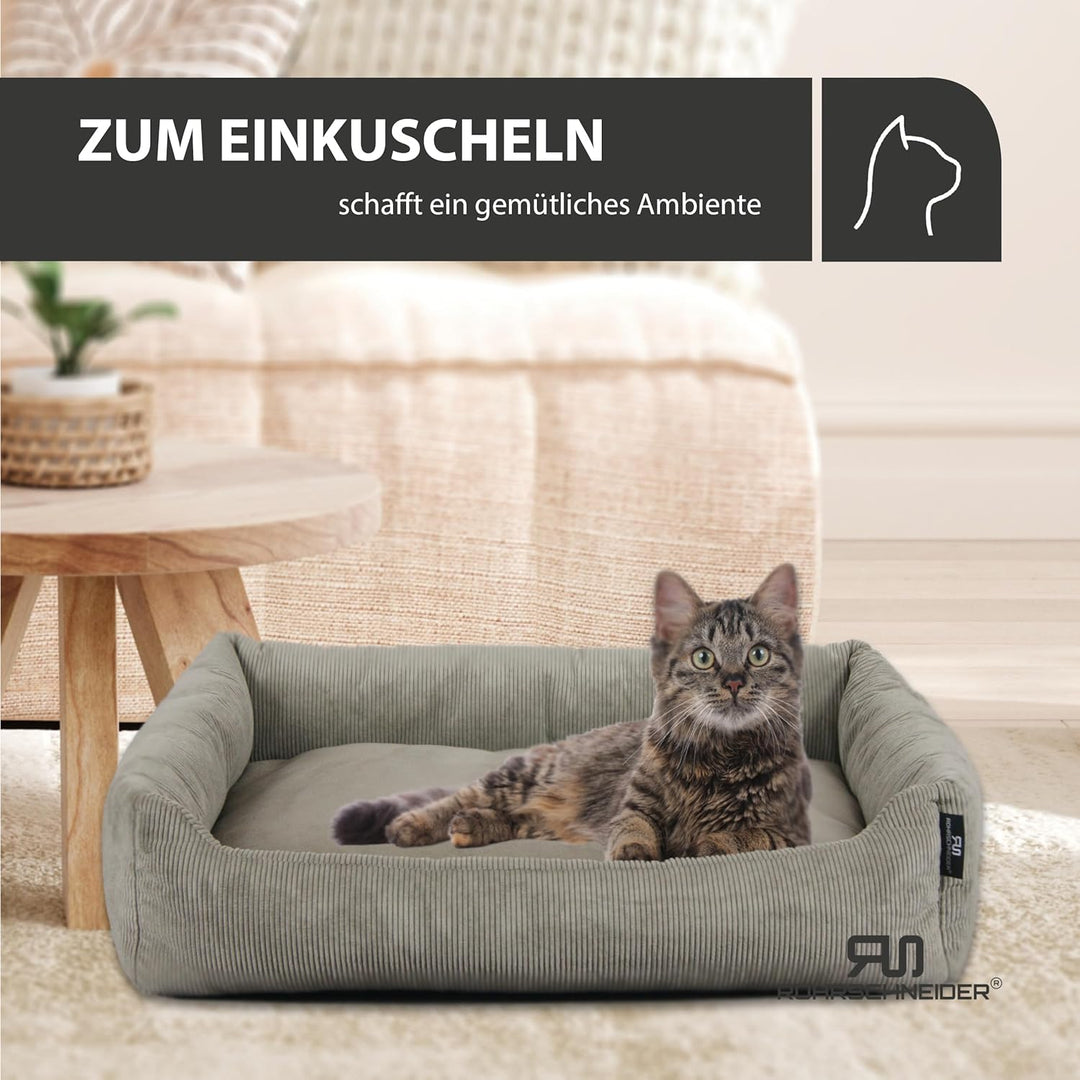Rohrschneider Katzenbett Cordstoff mit Spielkugelset (Taupe, feiner Cordstoff) Taupe feiner Cordstof