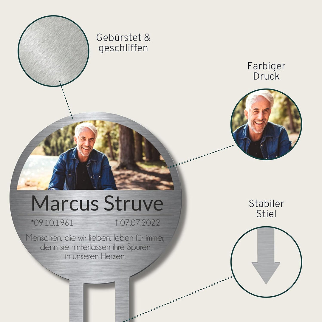 CHRISCK design Edelstahl Grabstecker - Blumenstecker - Gartenstecker | Personalisierte Metall Grabde
