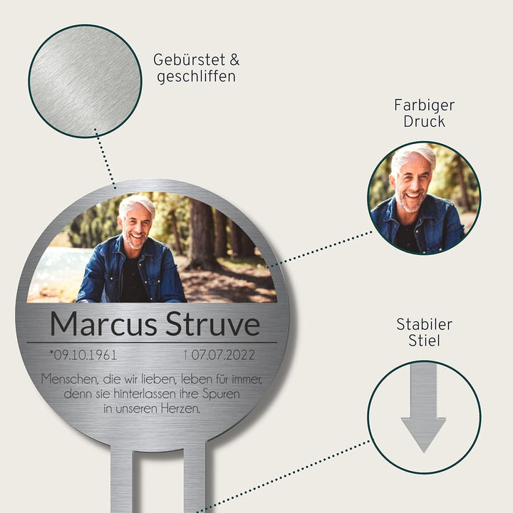 CHRISCK design Edelstahl Grabstecker - Blumenstecker - Gartenstecker | Personalisierte Metall Grabde