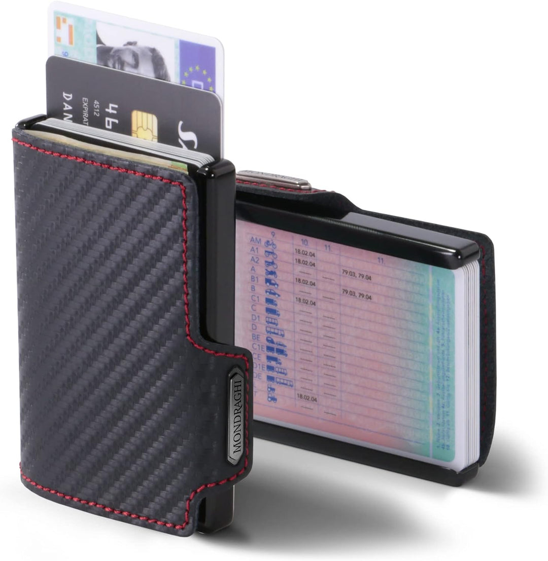 MONDRAGHI® Mini-Wallet. Ultraleichte Geldbörse mit Narbenleder. Kleiner Geldbeutel mit RFID-Schutz-C