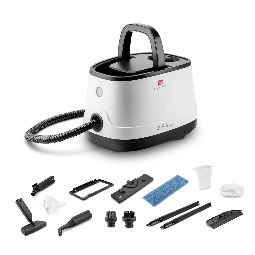 Di4 Dampfreiniger Brumo Max 2000W, 4 Bar Druck, 1,5L Tankkapazität, Einsatzbereit in 6 Minuten, 13 Z
