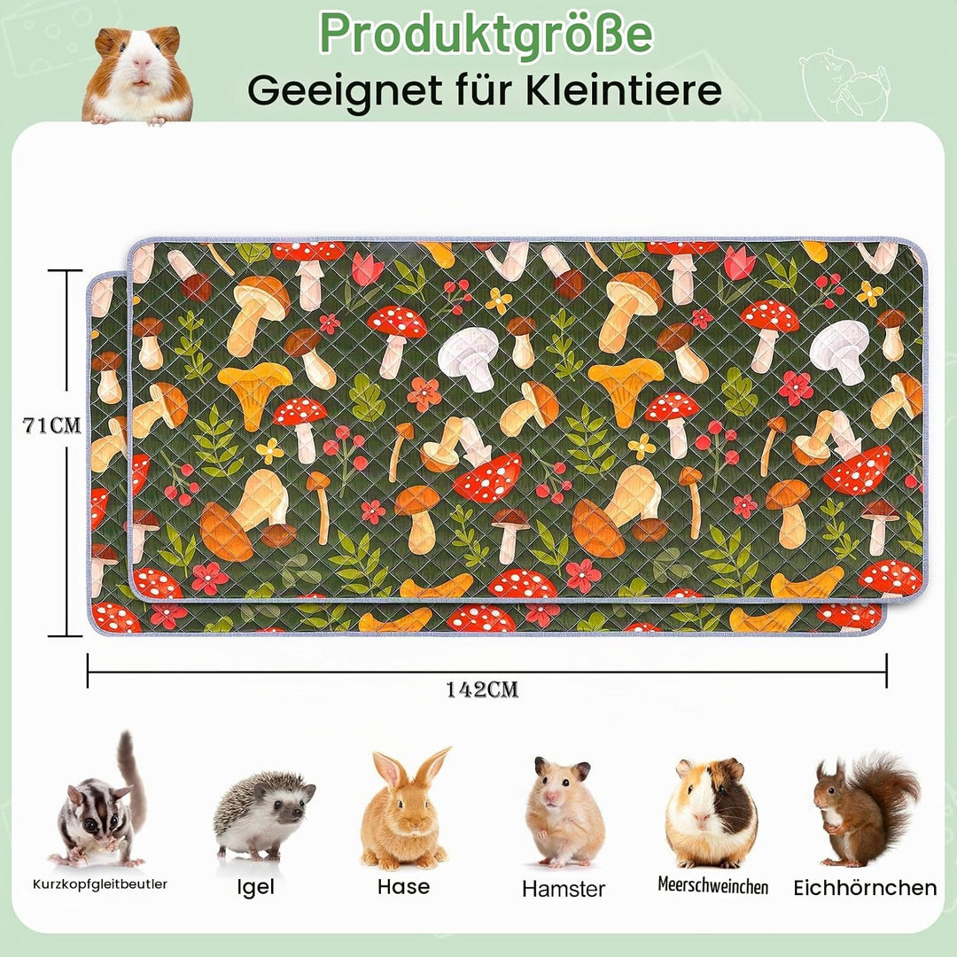 2 Pack Wiederverwendbare Unterlage für Meerschweinchen,Waschbar,Kleintier Matten für Kaninchen,Hamst