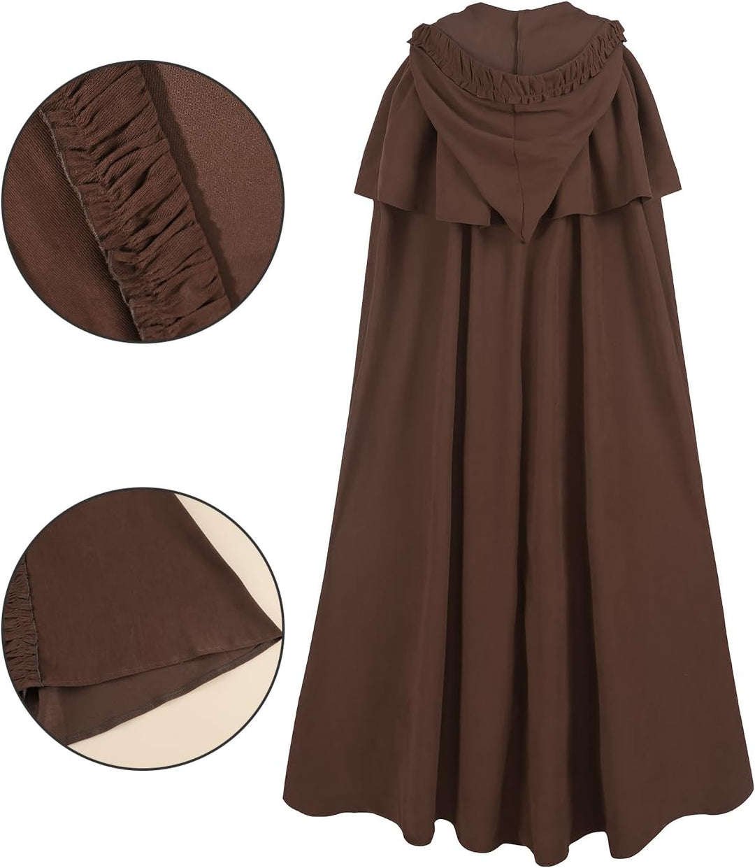 Mittelalter Umhang Damen mit Kapuze – Halloween Cape Vampir Kostüm Hexe Frauen Umhang Schwarz Vampir