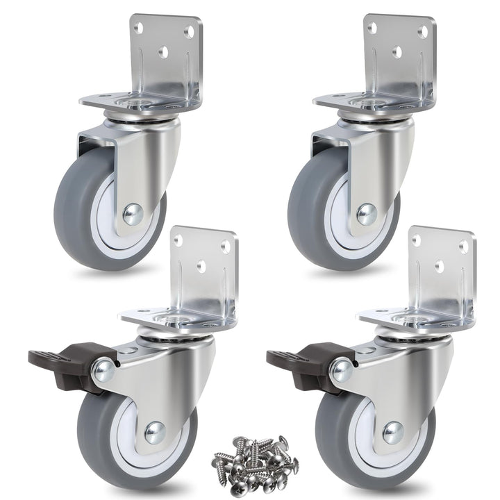 50mm Möbelrollen mit Dicker, 4 L-Montageplatte Schwerlastrollen Klein Tragfähigkeit 270kg, 360°-Dreh