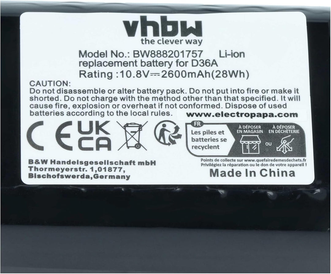 vhbw Akku kompatibel mit Ecovacs D36A, D36B, D36C, D36E, DA60, DA611, DB35 Staubsauger Home Cleaner