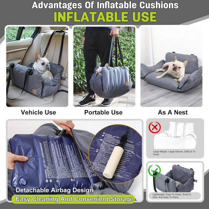 PETCUTE 3-in-1 Hund Autositz,Waschbare Hundesitz kleine und mittlere Hunde mit Clip-on-Sicherheitsle