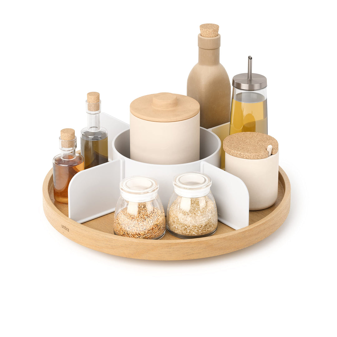 Umbra Bellwood Drehbarer Organizer, Lazy Susan Drehteller, Weiss/Natur, Lazy Susan