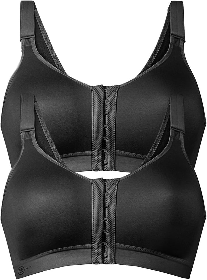 Anita 2er Pack Sport-BH Frontline Open 5523 Gr. 70-100 A-E 65A Schwarz/Schwarz, 65A Schwarz/Schwarz