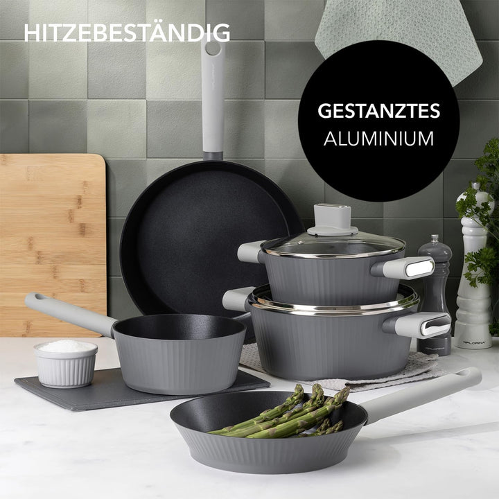 FLORINA Aluminium Kasserolle Serrano 18 cm I Kasserolle mit Soft-Touch-Griffen I Leichte und robuste