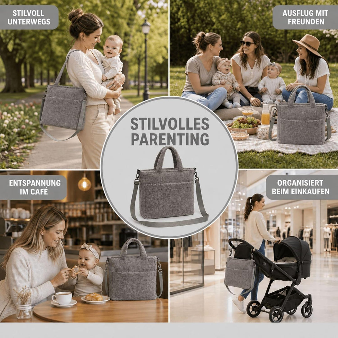 Fillikid Wickeltasche Exklusiv, Mom Bag Grau, Grau
