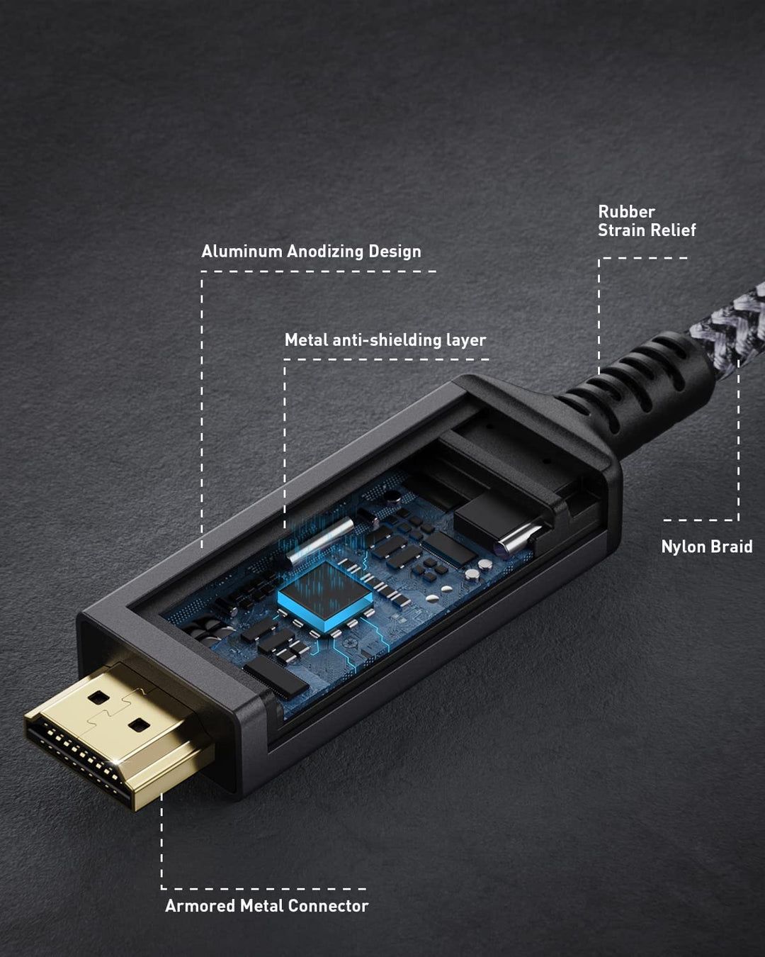 DisplayPort 1.4 auf HDMI 2.1 8K Kabel,Maxonar DP auf HDMI-Kabel 2m(6.6ft),[Aluminiumgehäuse,Nylongef