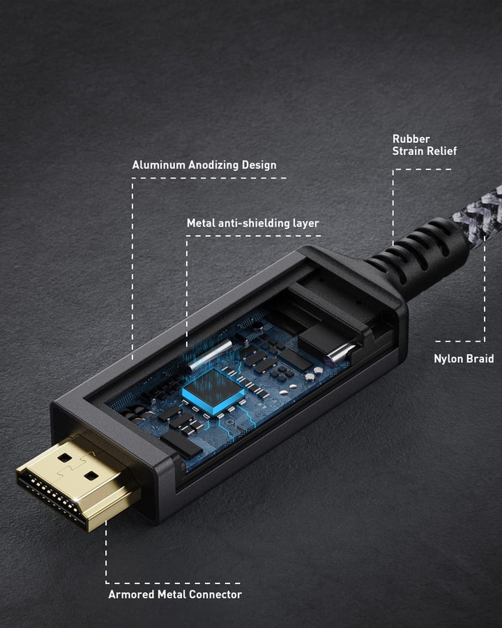 DisplayPort 1.4 auf HDMI 2.1 8K Kabel,Maxonar DP auf HDMI-Kabel 2m(6.6ft),[Aluminiumgehäuse,Nylongef