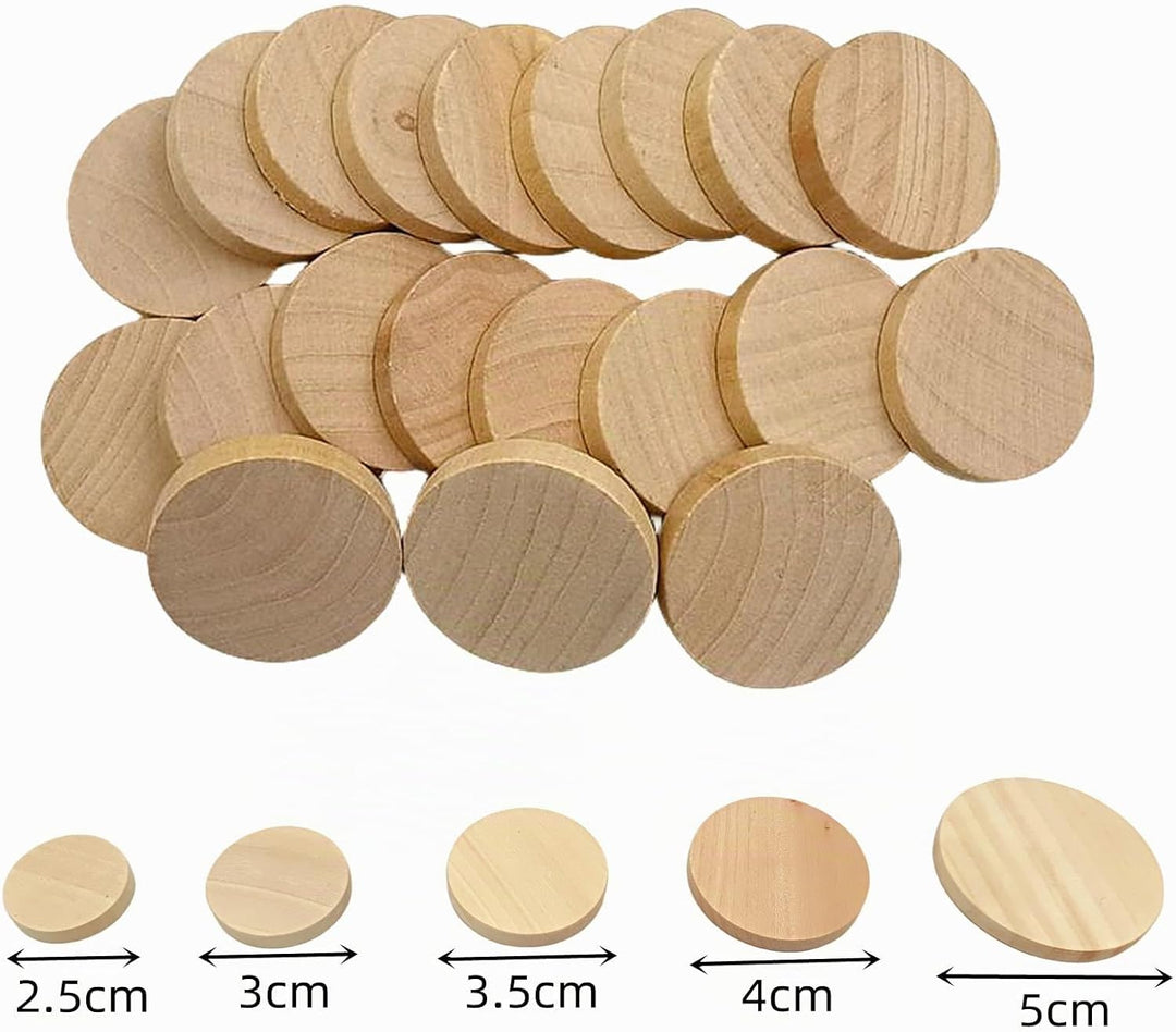 Naturholzscheiben, blanko, runde Holzscheiben, unlackiert, Holzkreise, blanko, Holzornamente für Bas