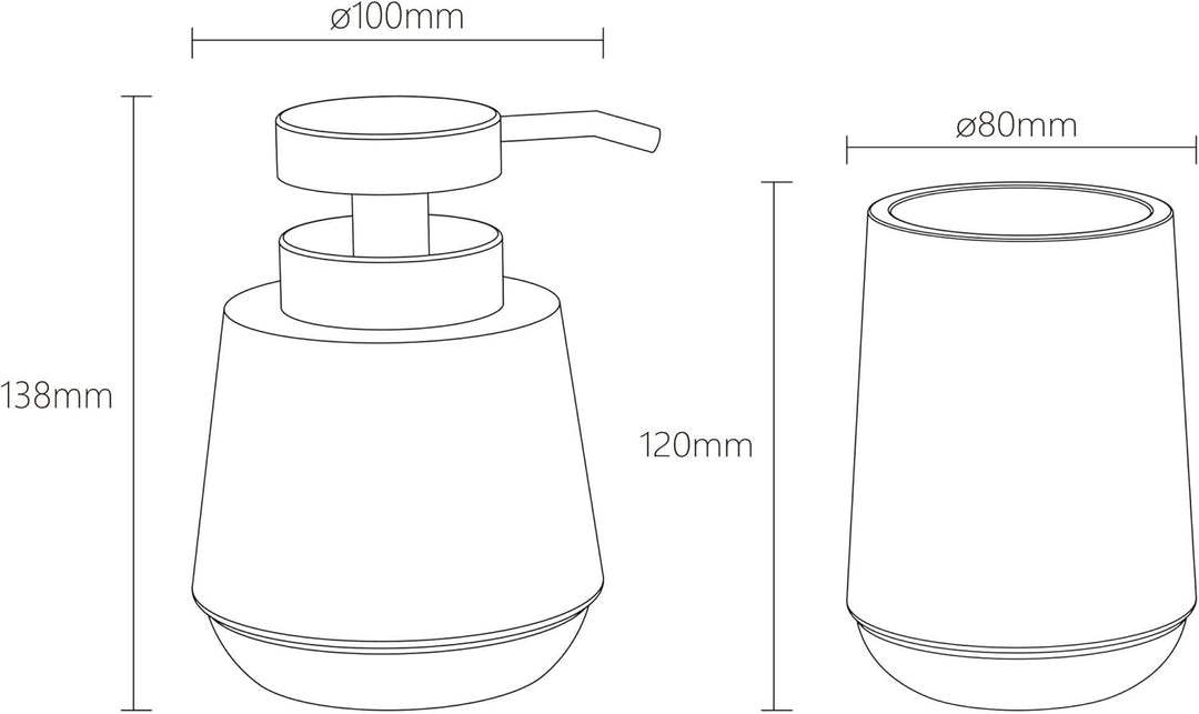 Sealskin Mood Badaccessoire-Set, bestehend aus Seifenspender 380 ml + Zahnputzbecher, Glas, Farbe: G