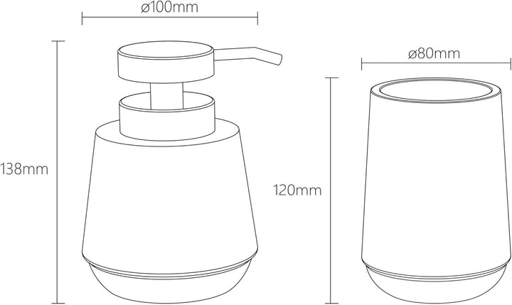 Sealskin Mood Badaccessoire-Set, bestehend aus Seifenspender 380 ml + Zahnputzbecher, Glas, Farbe: G