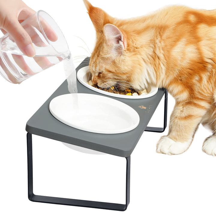 GUUSII HOME Futterstation Katzen Erhöht|Katzen Fressnapf Erhöht|Ergonomischer Katzennapf Erhöht Kera