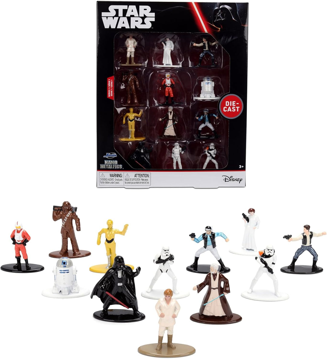 Jada - Star Wars Nanofigs 12er Pack - Set 12 Mini-Figuren aus Metall Die-Cast zum Sammeln, Modell 93