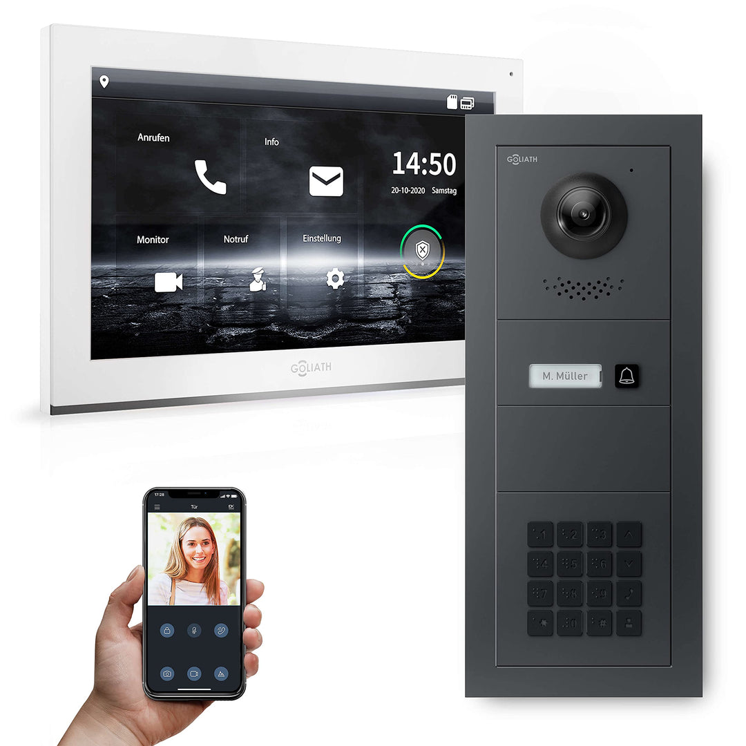 Goliath Hybrid | IP | Full-HD Video Türsprechanlage | App | 1-Fam | 1 x Full-Touchscreen 10" | Alumi