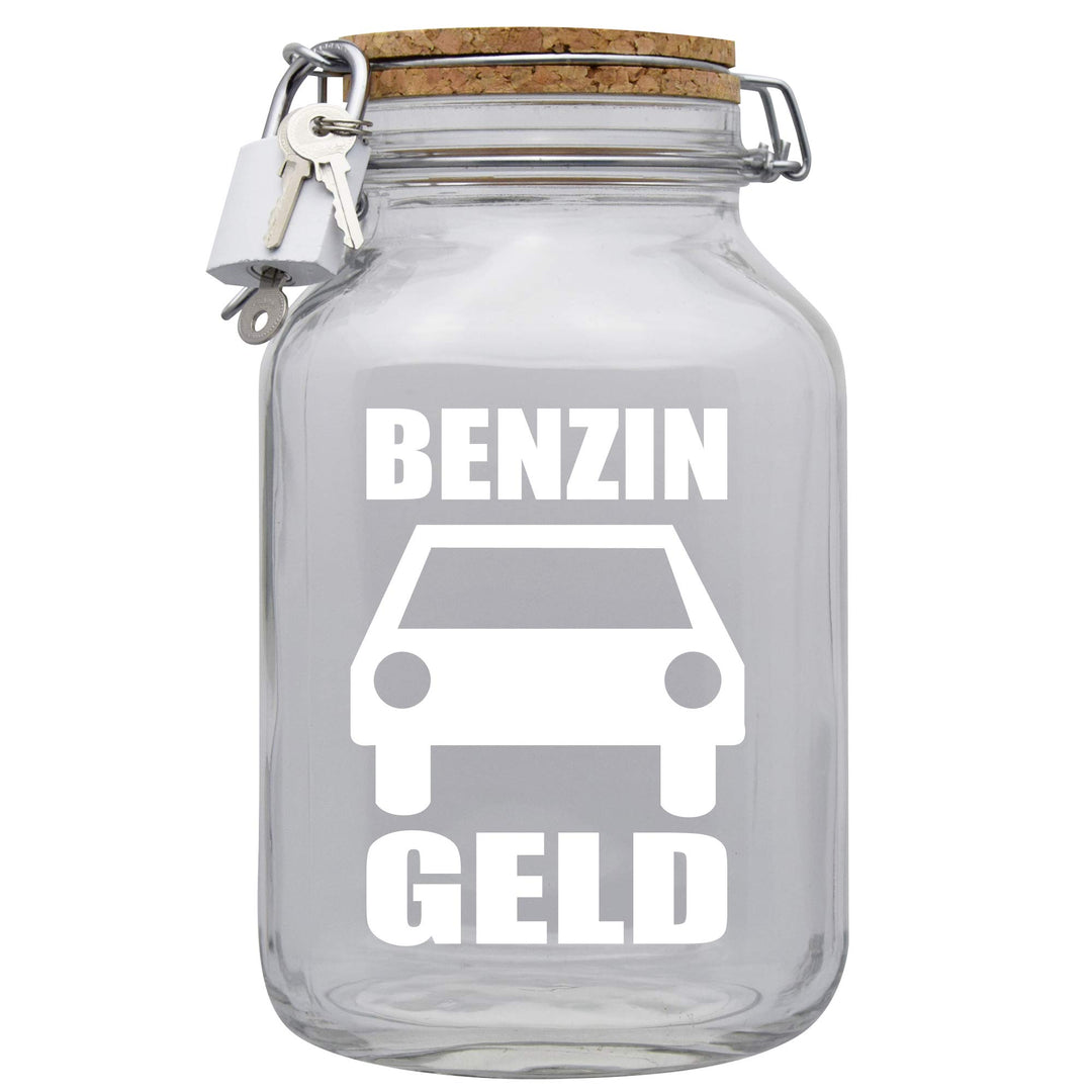 Spardose Benzin Geld Geschenk Idee Transparent XXL