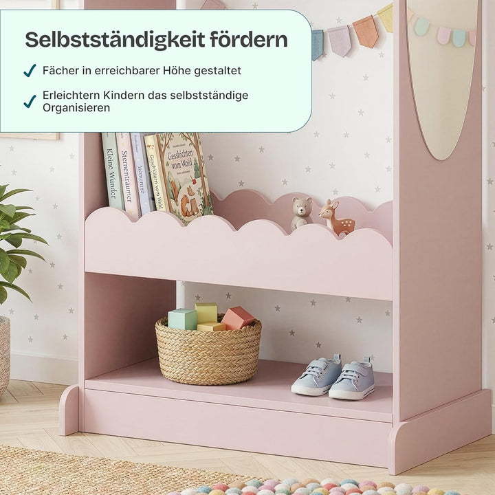 [en.casa] Kindergarderobe stehend Vestnes Kinder Kleiderschrank mit Spiegel und Kleiderstange 120 x