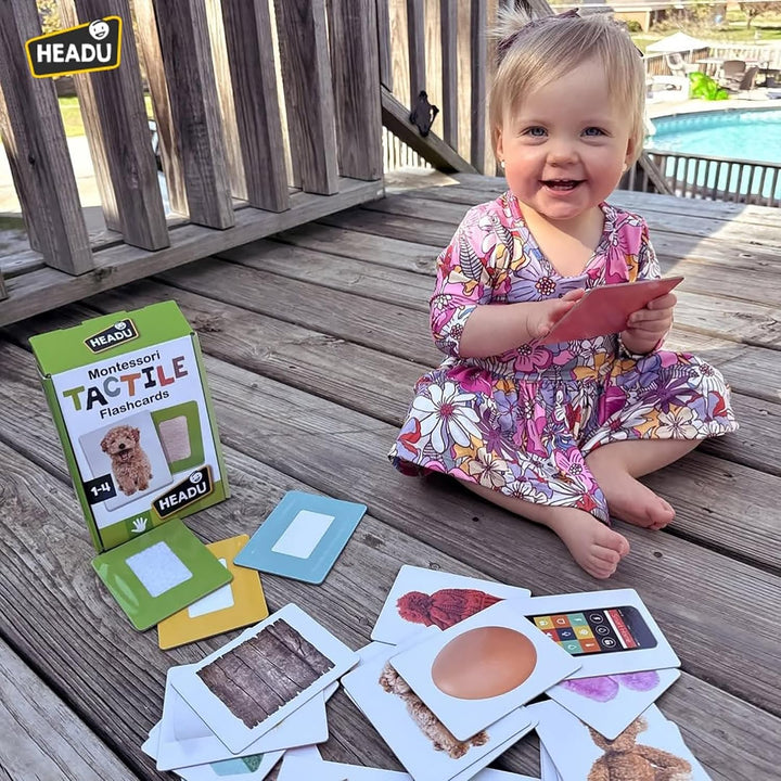 Headu - Flashcards Tactile Montessori - Lernspiel für Kinder von 1 bis 4 Jahren Single, Single