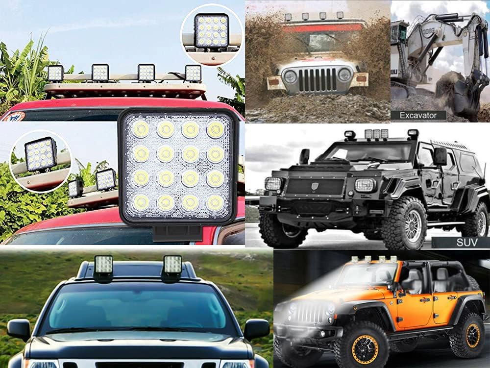 Greenmigo 10 Stück Wasserfest 67IP LED 48W Scheinwerfer Spot Arbeitsscheinwerfer Arbeitsleuchte Nebe