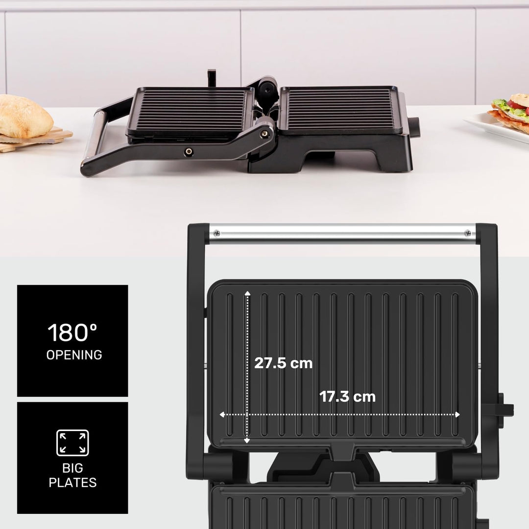 Taurus - Elektrischer Kontaktgrill Grill&Co GR1500X | 1500W | Antihaftplatten 27,5 x 17,3 cm | 180°