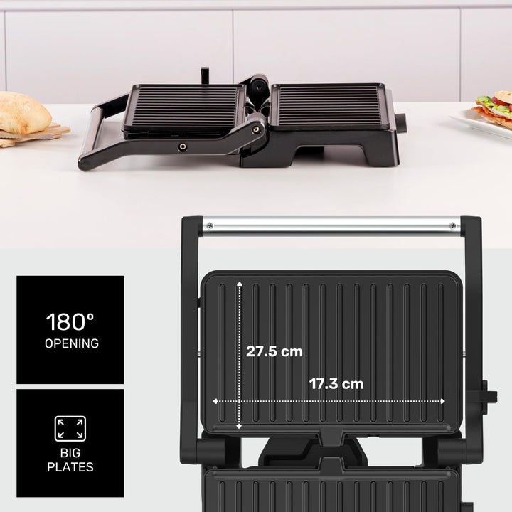 Taurus - Elektrischer Kontaktgrill Grill&Co GR1500X | 1500W | Antihaftplatten 27,5 x 17,3 cm | 180°