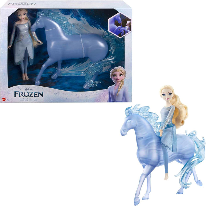 Disney Die Eiskönigin Spielzeug, Elsa-Modepuppe mit Wasserfigur Nokk in Pferdeform, inspiriert durch
