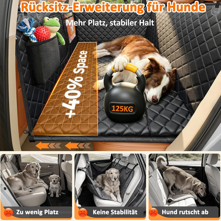 Hundedecke Auto Rückbank mit Hartboden, 137 x 63cm, Hunde Autositz Rückbank für grosse Hunde, stabil
