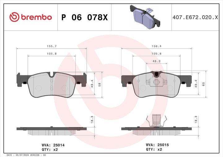 BREMBO P 06 078X Bremsbeläge