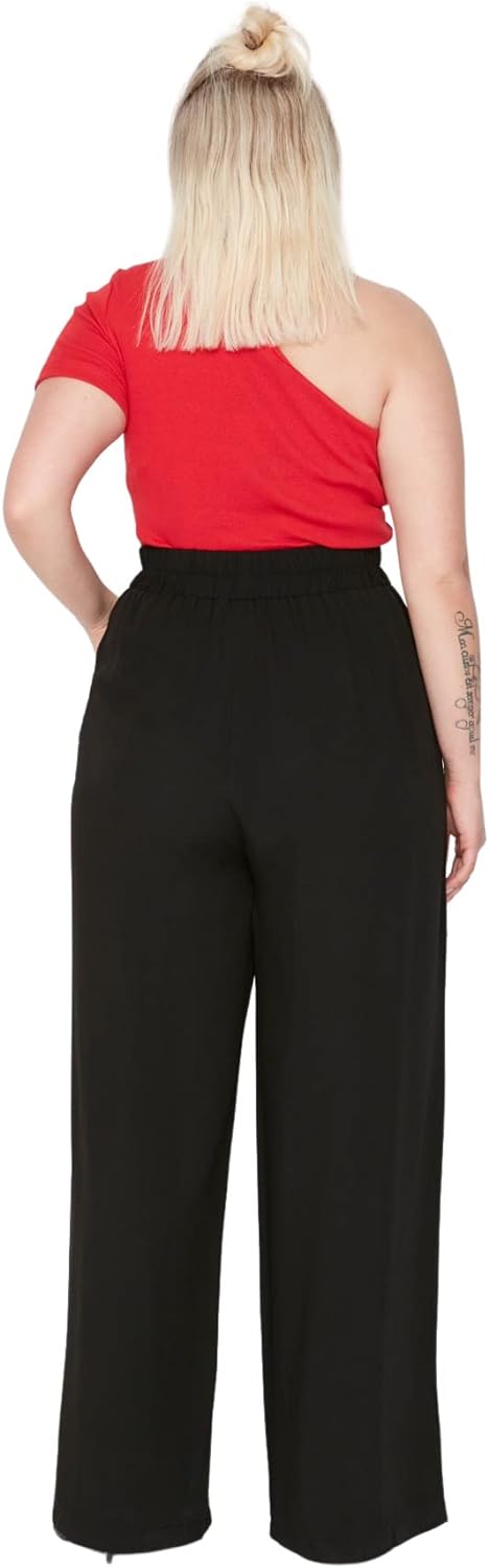 Trendyol Damen Gerade Weites Bein Normale Taille Hosen in Plus Size