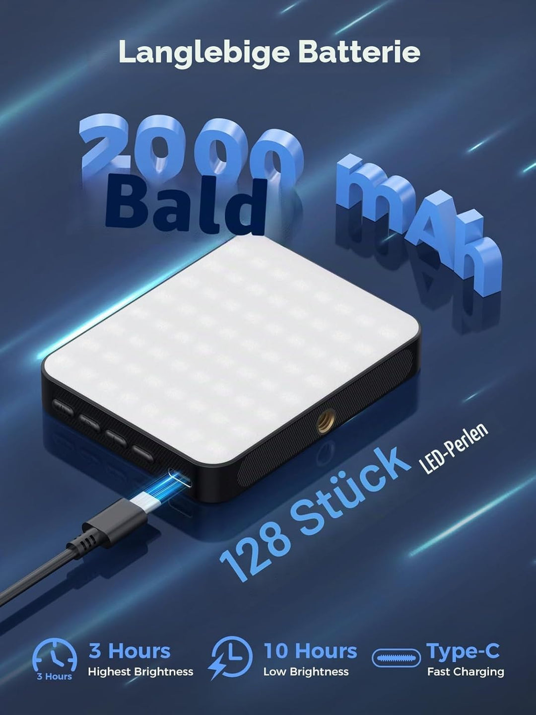 Smiling Shark Tragbar Video Licht, Camera Foto Licht mit Clip 2000mAh Wiederaufladbar 3 Farben CRI 8