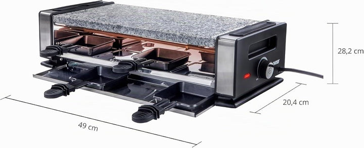UNOLD 48760 Raclette Delice Basic - 1200 Watt, für bis zu 8 Personen, mit Naturstein-Grillplatte, we