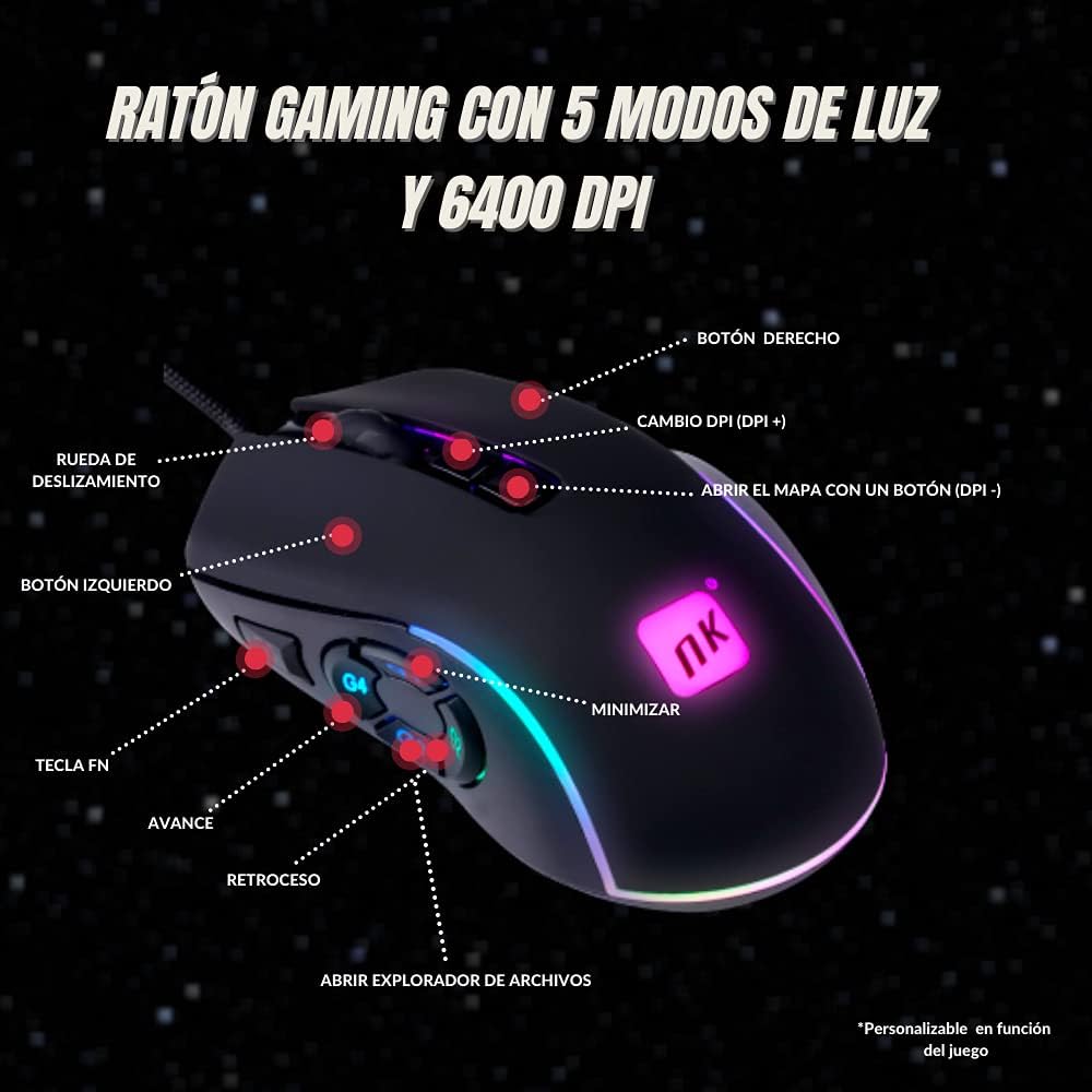 NK Onyx Gaming Pack Mechanische Tastatur Cherry MX Blue Switch RGB LED, 105 Tasten + programmierbare