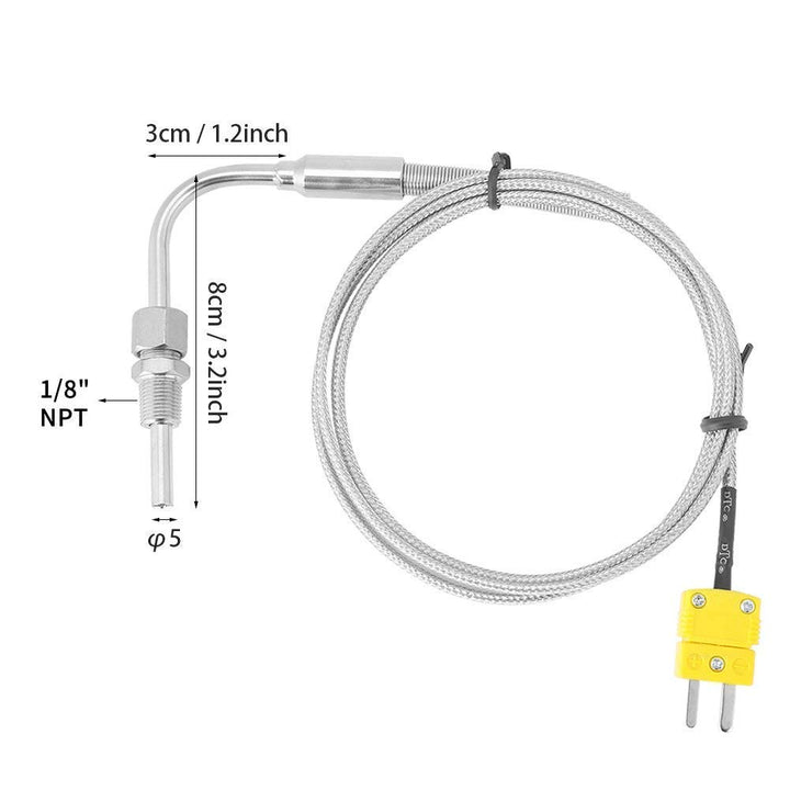 Walfront - Thermoelement Typ K, Temperaturfühler 1/8 Zoll (3 mm) NPT-Gewinde, Abgastemperatursonde m