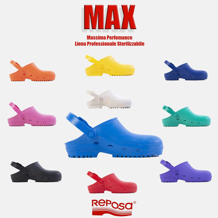 REPOSA Unisex Max Professionelle Clogs für die Arbeit 45 EU Schwarz, 45 EU Schwarz